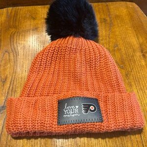 Love Your Melon Woman’s Orange Beanie with Black Pom Like New